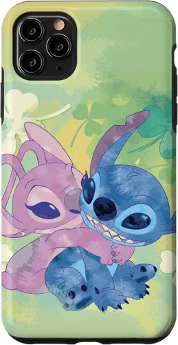 Vista 13 de Disney Stich and Angel Shamrock - Carcasa para iPhone 17, color verde