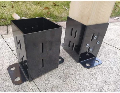 Vista 5 de JINHAN Soportes de base de poste de madera 4x4 Soporte de anclaje de acero de calibre 13 con recubrimiento de polvo resistente, viene