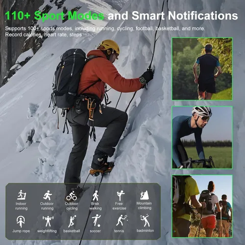Vista 4 de Reloj inteligente militar para hombre (respuesta/hacer llamada) con linterna para Android y iPhone, rastreador de actividad física impermeable