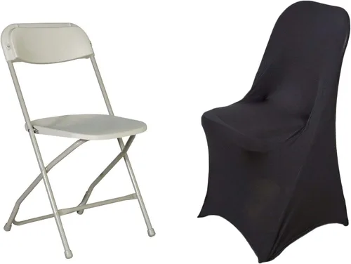 Vista 4 de BalsaCircle - 50 fundas para sillas plegables elásticas de elastano negro para fiestas, bodas, decoración de ropa de cama, comedor, ceremonia