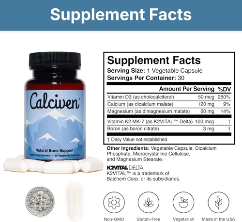 Vista 6 de Calciven - Suplemento Natural para el Apoyo Óseo - Sin GMO, Sin Gluten