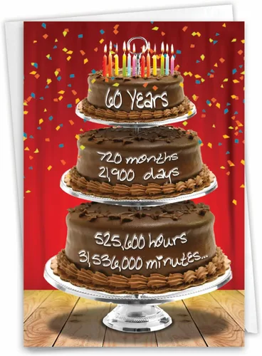 Vista 11 de NobleWorks - Tarjeta de cumpleaños número 60 con sobre - Divertida tarjeta de notas para niños de 60 años, felicitaciones de papelería - Ecuación