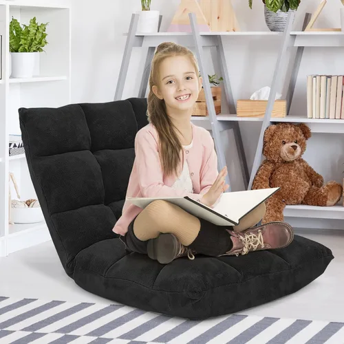 Vista 8 de Giantex Silla de piso plegable con soporte de espalda, 14 posiciones ajustables, cama plegable acolchada, sofá reclinable, silla de piso