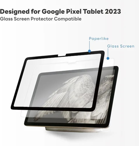 Vista 7 de Penoval Protector de pantalla desmontable Paperfeel para tableta Google Pixel 2023, Nano Tech reutilizable, fácil de instalar y quitar