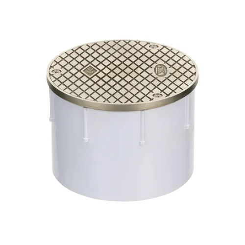 Vista 3 de Zurn CO2450-PV4 Drenaje de piso ajustable con limpieza, parte superior de níquel, PVC de 4", latón