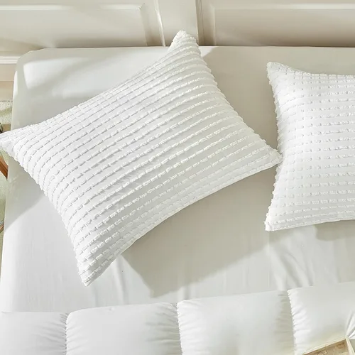 Vista 10 de WARMDERN - Fundas de almohada beige tamaño queen, fundas de almohada estándar, juego de 6 fundas de almohada de microfibra suave, textura boho