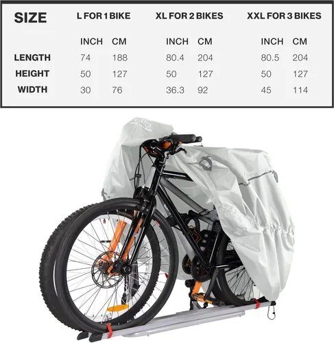 Vista 6 de Funda para bicicleta 300D Parent (Gris, XL - 2 Bicicletas)