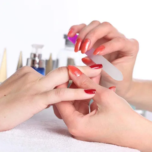 Vista 5 de Juego de 6 limas de uñas de cristal con estuche, juego de limas de uñas de cristal, limas de uñas de doble cara, limas de uñas profesionales