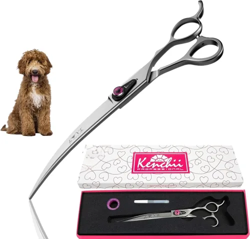 Vista 16 de Kenchii Tijeras de aseo para perros Love de 7 pulgadas rectas
