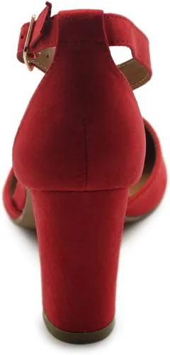Vista 4 de Ollio - Zapatos de mujer con puntera en punta y correas de tobillo para tacón grueso H95