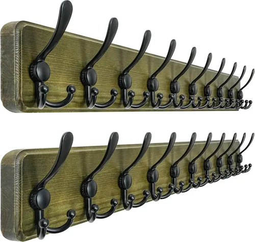Vista 25 de Dseap Perchero de Pared Montado - 5 Ganchos Triangulares, Resistente, Perchero de Pared de Madera para Abriggos, Sombreros, Chaquetas, Ropa, Negro