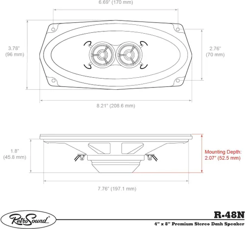 Vista 3 de RetroSound R-48UK - Altavoz de repuesto para tablero de 4 x 8 pulgadas para vehículos clásicos
