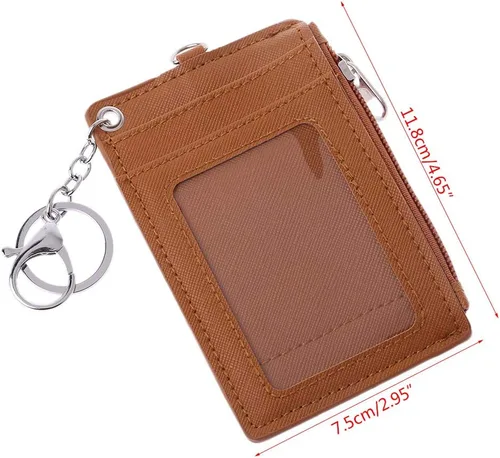 Vista 2 de Portatarjetas de cuero portátil para tarjetas de identificación de negocios, tarjetero y monedero