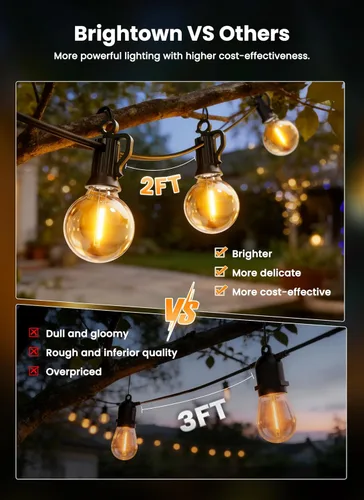 Vista 2 de Brightown Luces de Cadena Solares de 38 Pies para Exteriores con Control Remoto y 16 Bombillas LED Irrompibles, Regulables y con Temporizador, 3