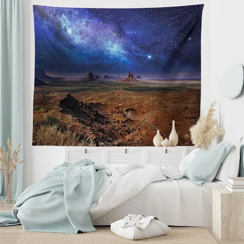 Vista 6 de Ambesonne Tapiz de cielo nocturno, estrellas estrelladas de nebulosa en el desierto, monumento valle, Utah, Arizona, paisaje de Estados Unidos