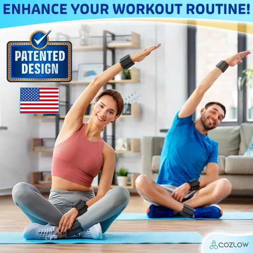 Vista 2 de Cozlow - Ankle & Wrist Weights - for Men & Women - 1 Pair - Adjustable Silicone Workout Bands for Fitness & Strength Training - Wearable Leg & Cuff