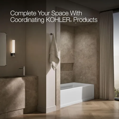 Vista 6 de Kohler 1125-LA-0 Archer® 72.4 in x 36.0 in baño alcobólico, drenaje izquierdo, Blanco Biscuit