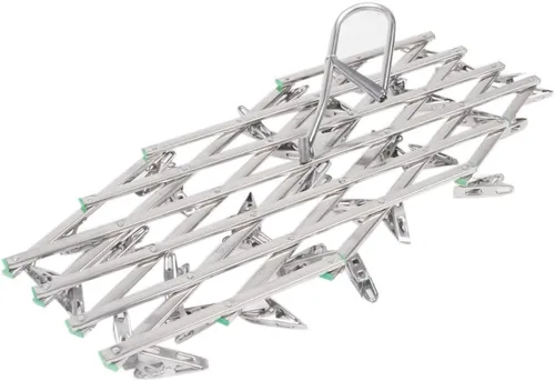 Vista 5 de Percha de secado de ropa de acero inoxidable, gancho plegable portátil multifunción, 35 clips para calcetines, pañales de tela, toalla, ropa