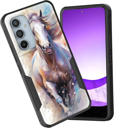 Vista 112 de Funda para Galaxy A15 5G, doble capa híbrida resistente a prueba de golpes, policarbonato duro, silicona suave, TPU, funda protectora para Samsung