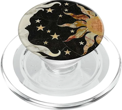 Vista 8 de PopSockets PopGrip: agarre intercambiable para teléfonos y tabletas PopSockets estándar PopGrip negro Vintage Moon, Sun and