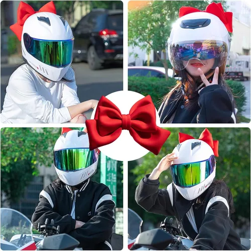 Vista 2 de Cascos de Motocicleta con Adorno de Moño Grande Adhesivo, Ornamento de Moño Grande para Motocicletas, Adornos de Moda para Cascos, Parches