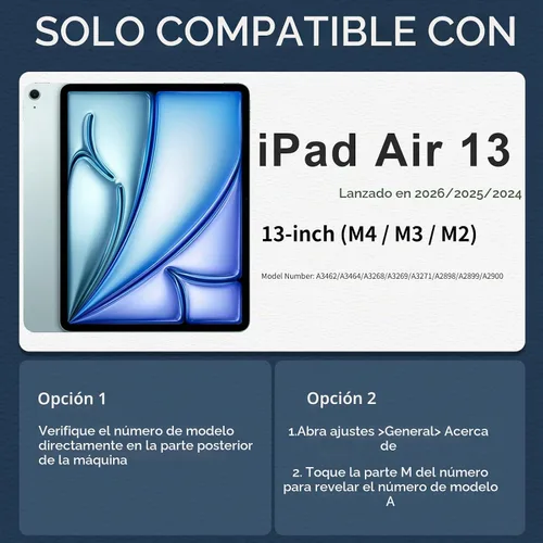 Vista 6 de WESOROL Funda para iPad Air de 13 pulgadas M4/M3/M2 2026/2025/2024 con soporte para lápiz, protector de pantalla, soporte giratorio de 360°, funda