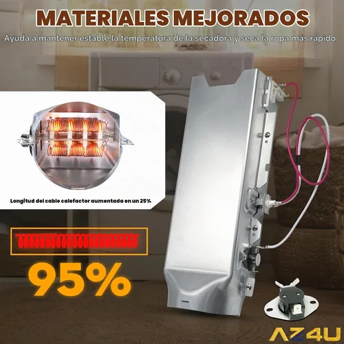 Vista 6 de AZ4U Conjunto de elemento calefactor de secadora sustituye a LG DLE3777E DLE4970W DLE5955W DLE2350W DLEX2650W DLE4801W DLEX2655V DLE3170W DLE2250W