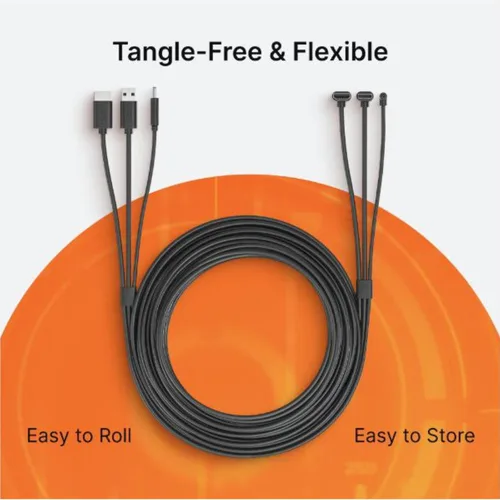 Vista 7 de Skywin Cable plano 3 en 1 compatible con HTC Vive (16 pies), cable de conexión 3 en 1 de repuesto para auriculares HTC Vive y Linkbox (negro)