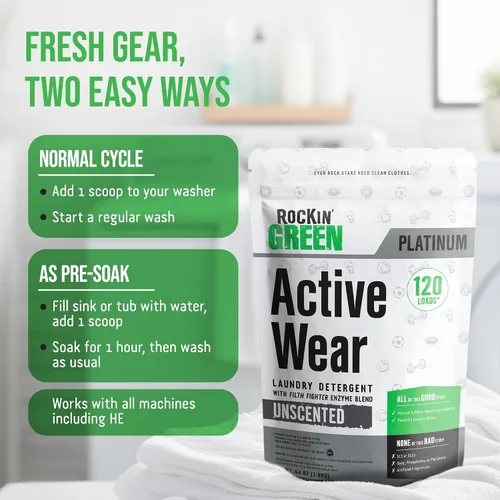 Vista 7 de Rockin' Green Detergente para Ropa, A Base de Plantas, Detergente en Polvo Totalmente Natural para Ropa, Vegano y Biodegradable Combate Olores