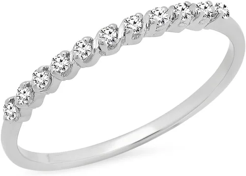 Vista 15 de Dazzlingrock Collection Anillo apilable de plata de ley para mujer, 0.12 quilates (ctw)