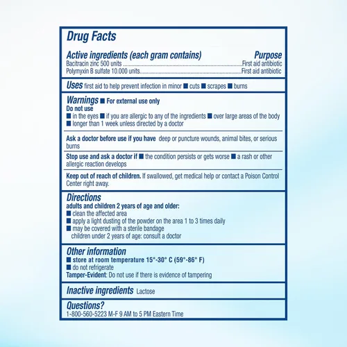 Vista 8 de Polvos de Sulpha Antibiótico Primeros Auxilios en polvo. Para cortes menores, rasguños y quemaduras. Previene la infección de heridas. 0.90 oz / 7.5