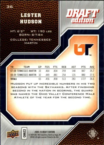 Vista 2 de 2009 Upper Deck Draft Edition Basketball Card (2009-10) #36 Lester Hudson