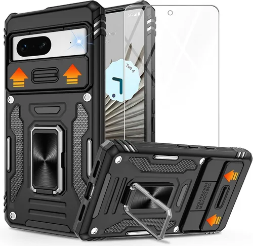 Vista 15 de para Pixel 7 Funda con protector de pantalla HD, a prueba de golpes para Google Pixel 7 Funda de teléfono con soporte magnético de anillo de 360°