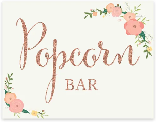 Vista 88 de Andaz Press Letreros de fiesta de boda, purpurina de oro rosa sintético con flores, 8.5 x 11 pulgadas, resalta tu versículo bíblico favorito