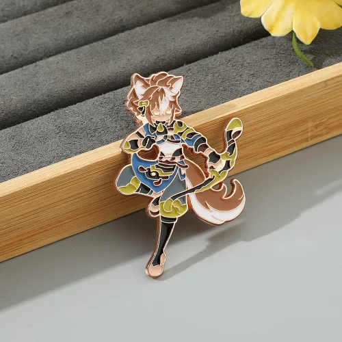 Vista 4 de Juego Genshin Impact Personajes Pins periféricos de anime para mochila juego de pines esmaltados broches insignias accesorios de joyería regalos