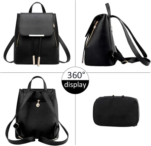Vista 5 de Pahajim - Mochila de cuero sintético con zíper, casual, a la moda, para mujer