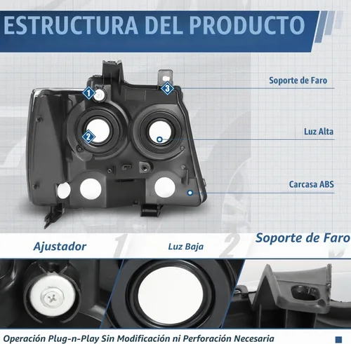 Vista 4 de Auto Dynasty - Conjunto de faros compatible con Chevy Tahoe Avalanche Suburban 2007-2014 1500 2500, lámparas de halogéno de repuesto para lado