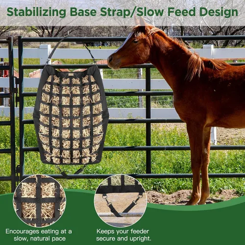 Vista 2 de 2Pack Heavy Duty Hay Bags for Horses Slow Feed with Widening Side Design