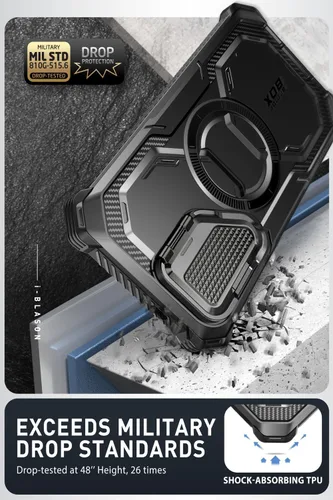 Vista 3 de i-Blason Armorbox - Funda para Samsung Galaxy S24 Plus, S24+ con protector de pantalla integrado, soporte y funda para cámara (negro)