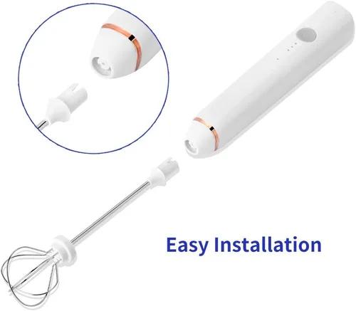 Vista 5 de Espumador de leche, espumador de leche eléctrico recargable de mano, 3 carga USB ajustable, se puede utilizar para bebidas de proteína de café a