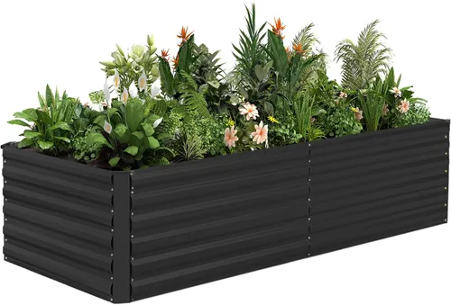 Vista 24 de NAVINE Cama de jardín elevada de 8 x 4 x 2 pies, macetas elevadas de metal grande, macetas para plantas al aire libre para verduras, flores