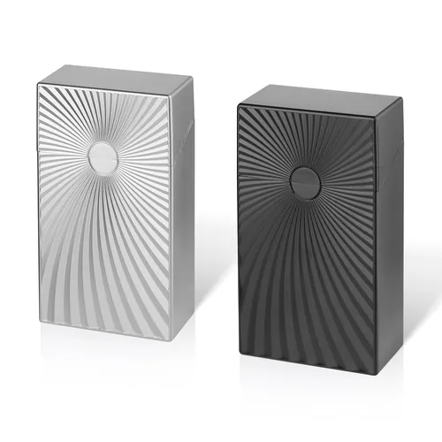 Vista 6 de Caja de cigarrillos Interruptor magnético de aluminio 20 Capacidad 3 Pack (gris+azul+negro, 3.346 in)