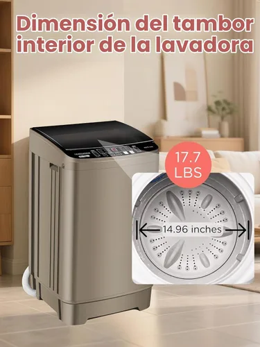 Vista 7 de F.W.WOOLWORTHS - Lavadora completamente automática de 17.7 libras con secadora giratoria - 10 programas de lavado, 8 niveles de agua, pantalla LED