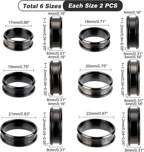 Vista 4 de UNICRAFTALE Anillo de acero inoxidable con núcleo en blanco, ajuste de anillo de dedo en blanco para incrustaciones, anillo de dedo ranurado, anillo