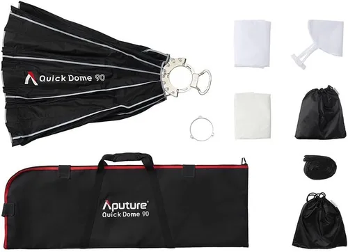Vista 9 de Aputure Light Dome Quick Dome 90 Softbox, 90cm (3 pies) Softbox Circular Bowens Mount con Diseño de Liberación Rápida, Incluye Difusión, Rejilla