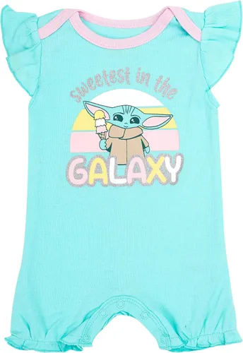 Vista 3 de STAR WARS Paquete de 2 pantalones cortos de manga con volantes para bebé, paquete de 2 unidades - Baby Yoda Baby Body - Ropa para niñas