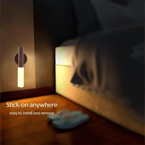 Vista 8 de Luces nocturnas con sensor de movimiento de madera LANDGOO Aplique de pared con pilas inalámbrico recargable LED para pasillo de cuerpo magnético