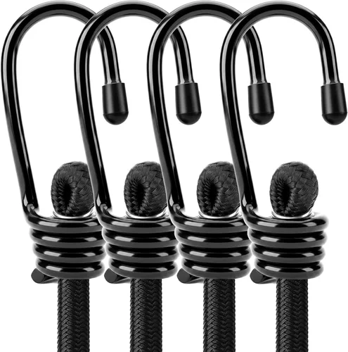 Vista 12 de 10-Piece 12" Elastic Bungee Cords with Hooks, Heavy Duty Outdoor Elastic Bungee Cords, Bungee Cord Bundle with Metal Hook for Securing Tarps 10pcs