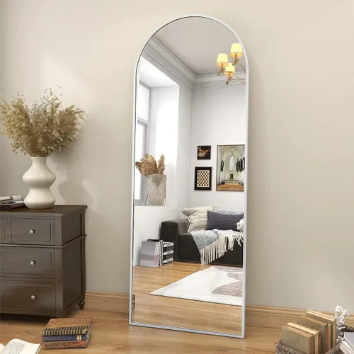 Vista 25 de BEAUTYPEAK Espejo de longitud de arco de 71 x 30 pulgadas con soporte Negro