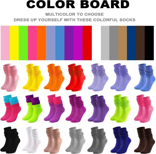 Vista 5 de Forwe 3 Pairs Slouch Socks for Women Size 9-11 Soft Extra Long Scrunch Knee High Boot Socks